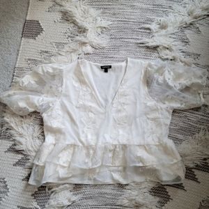 White floral embroidered top